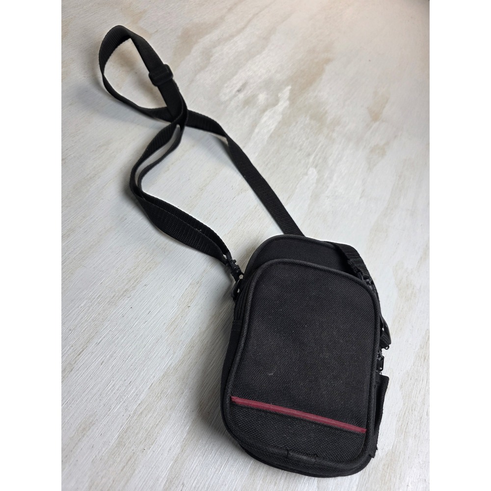 Black Canvas Camera/Crossbody Bag Small Utility Travel Pouch  Minimalist Y2K